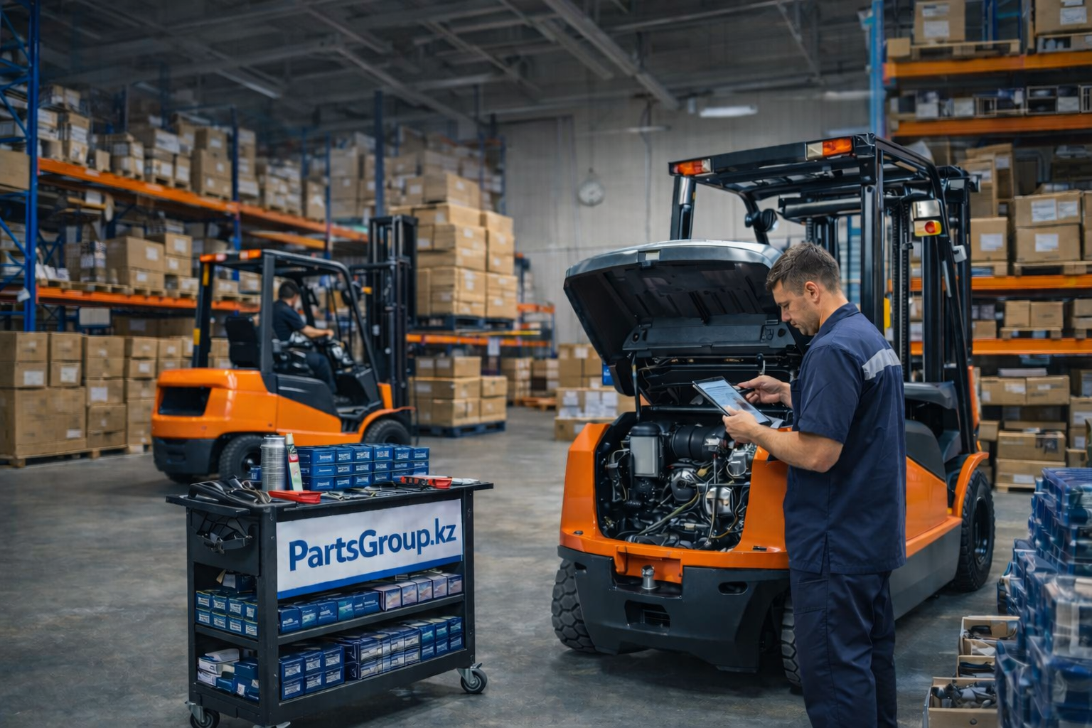 Обслуживание вилочных погрузчиков в Казахстане: как PartsGroup.kz помогает бизнесу работать без простоев